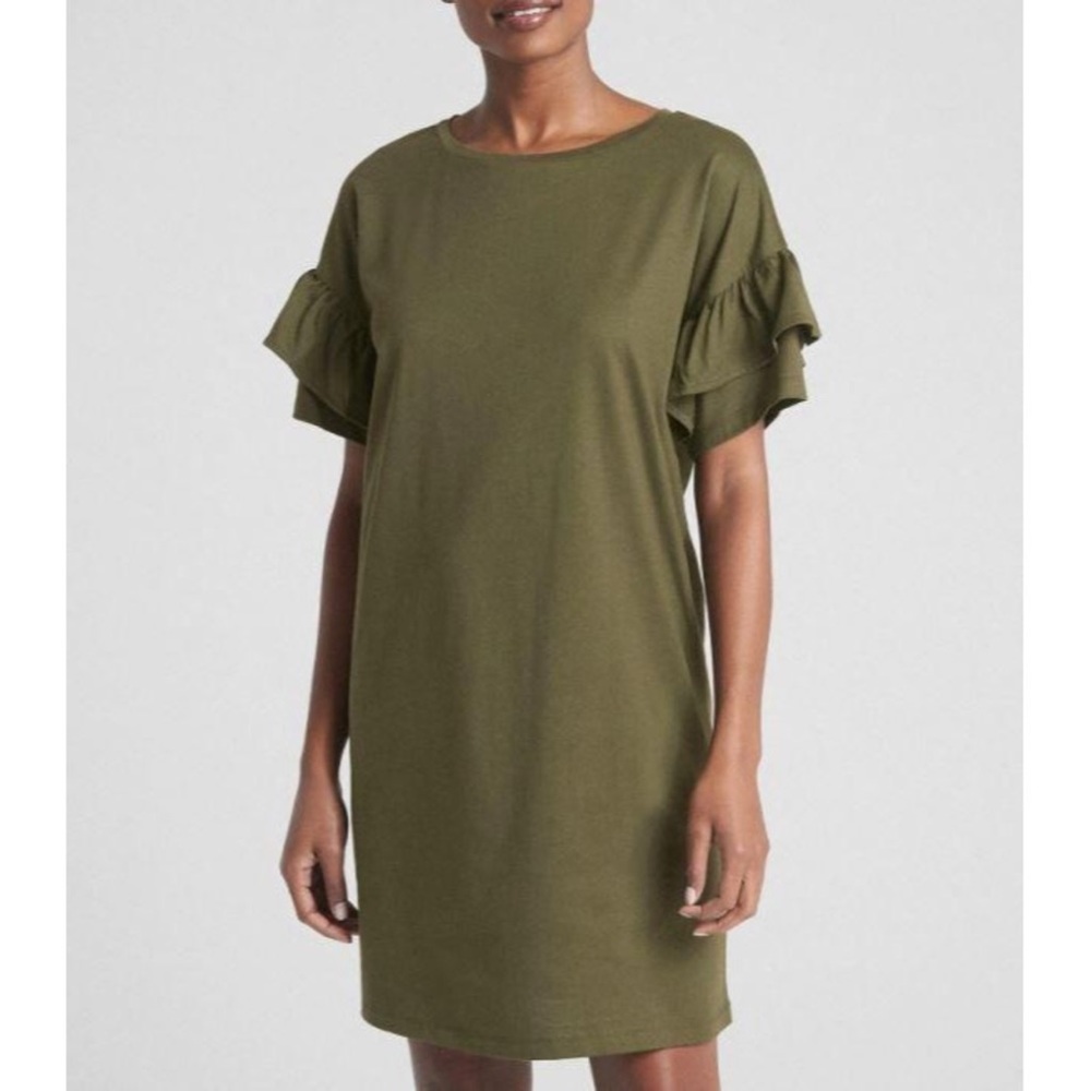 🌺 GAP Womens ruffle sleeve t shirt dress